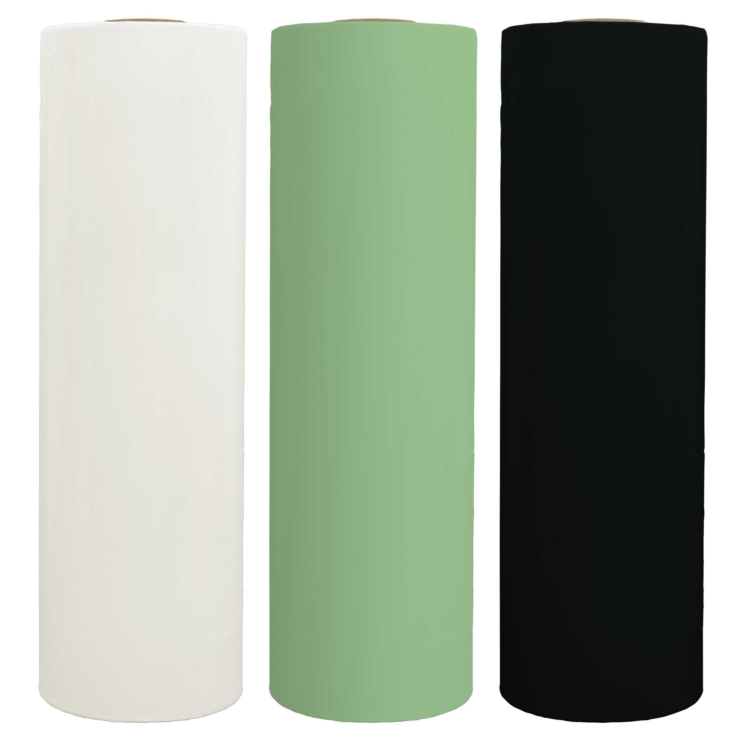 Hellgrüne, Weiße und Schwarze Aspla Wickelfolien Rollen in 750m